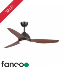 Fanco Breeze 3 Blade 52" AC Ceiling Fan with 18W LED Light and Wall Control in Black with Koa